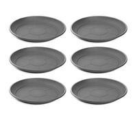 AC - Pack de 6 Platos para Maceta Mediterranea - Fabricado en Polipropileno - Ideal para el Hogar, Plantas, Jardín, Decoración. - Cuidado de Plantas - Forma Redonda - Ø 34 cm - Color Gris