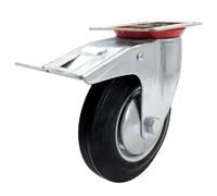 AC - Rueda giratoria con freno - incluye placa de montaje - Fabricado en goma y hierro - Rueda de transporte para cargas pesadas, industrial - Peso máx. 150 kg, Ø 160 mm.