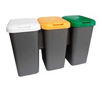 AC - Set de 3 Cubos de Basura 75L - Cubos Basura para Reciclaje - Cubo Reciclar - 3 en 1 - Fabricado en plástico Resistente. - Ideal para el hogar, Trabajo, hostelería, etc.