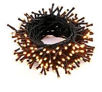 AC - Tira de 100 Luces Leds para decoración a Pilas (no Incluidas) - Apto para Interior y Exterior - Función de luz foja e Intermitente - 8 Metros - Color Luz Cálida