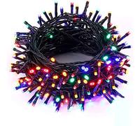AC - Tira de 300 Luces Leds a Pilas - Cableado Blanco - Apto para Interiores - Función de luz foja e Intermitente - 24 Metros - Multicolor