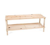 AC - Zapatero de 2 Niveles - Fabricado en Madera Natural - Estantería Multiusos - Ideal para recibidor, Pasillo o Dormitorio - 29,5 x 63 x 26 cm - Color Madera Clara