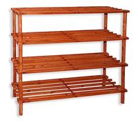 AC - Zapatero de 4 Niveles - Fabricado en Madera Natural - Estantería Multiusos - Ideal para recibidor, Pasillo o Dormitorio - 67 x 63 x 26 cm - Color Cerezo