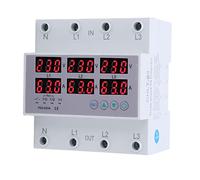 AC230-300V Trifásico Carril DIN Voltímetro Amperímetro Sobretensión Protector contra Sobrecorriente Restablecimiento Automático Pantalla Digital Voltaje Corriente Tiempo Real(40A)