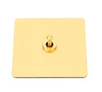 AC250V 1 Gang 2 Way Interruptor de Palanca Unipolar con Panel de Acero Inoxidable de Color Dorado, Base de PC Aislada para Diversas Decoraciones del Hogar, Toma de Corriente