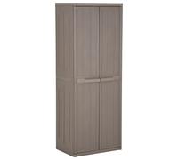 ACAGALA Armario de jardín para terraza de polipropileno con aspecto de ratán, armario de plástico con puerta doble y 4 estantes, armario de almacenamiento para jardín, terraza, 65 x 45 x 172 cm