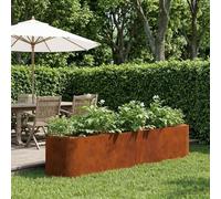 ACAGALA Cama de Jardín Elevada 200cm, Acero Oxidado, Oval | Arriate de Jardín de Metal con Base Abierta, Huerto Elevado para Patio, Balcón, Terraza, 200x40x40cm