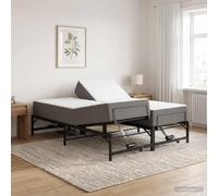 ACAGALA Estructura de cama eléctrica 120 x 190 cm, somier eléctrico ajustable con cabecera y pie ajustable, motor de cama doble de acero con mando a distancia, sin colchón, color negro