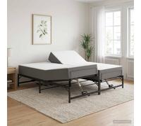 ACAGALA Estructura de cama eléctrica de 200 x 200 cm, somier eléctrico ajustable con cabecera y pie, motor de cama doble de acero con mando a distancia, sin colchón, color negro