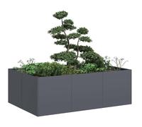 ACAGALA Macetero de metal 120 x 80 x 40 cm, rectangular, jardín de cama alta con diseño de suelo abierto, maceta de acero, color antracita