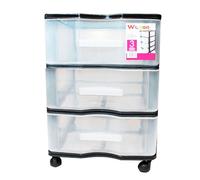 Acan Cajonera Wagon 3 cajones Negro con Ruedas 51.5 x 36.5 x 38 cm. Contenedor de plástico para Folios Especial para Oficina u hogar. Utensilio de ordenación para Distintos ámbitos.