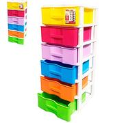Acan Cajonera Wagon 6 cajones Multicolores con 4 Ruedas 102 x 38 x 39 cm