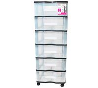 Acan Cajonera Wagon,Color Negro, con 6 cajones, con Ruedas, de 98.5 x 36.5 x 38 cm. Contenedor de plástico para Folios Especial para Oficina u hogar. Utensilio de ordenación para Distintos ámbito.