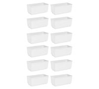 Acan Pack de 12 Jardineras Rectangular Blanca de plástico 10 x 24,7 x 13 cm, Maceta, macetero, Recipiente para Plantas y Flores, Uso Interior o Exterior, balcón, terraza, hogar