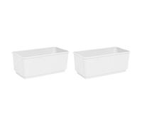 Acan Pack de 2 Jardineras Rectangular Blanca de plástico 10 x 24,7 x 13 cm, Maceta, macetero, Recipiente para Plantas y Flores, Uso Interior o Exterior, balcón, terraza, hogar