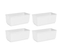 Acan Pack de 4 Jardineras Rectangular Blanca de plástico 10 x 24,7 x 13 cm, Maceta, macetero, Recipiente para Plantas y Flores, Uso Interior o Exterior, balcón, terraza, hogar