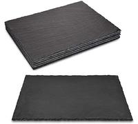 Acan Pack de 6 Tablas Pizarra rectangulares 40 X 30 cm Platos Llano de Piedra Natural Bandejas para Servir Alimentos quesos Aperitivos…