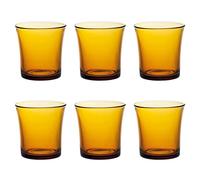 Acan Set de 6 vasos de cristal templado 21 olor ámbar, modelo Lys, vasos para agua, bebidas, 7,8 x 8 cm, resistentes a los golpes y choques térmicos, aptos para microondas, lavavajillas