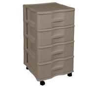 Acan Tradineur - Cajonera de Almacenamiento Wagon - 4 Cajones - Torre de Almacenamiento Multiusos para Oficina, hogar, Escuela, etc - 67,5 x 37 x 39 cm - Color Marrón