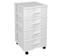 Acan Tradineur - Cajonera de Almacenamiento Wagon - 4 Cajones - Torre de Almacenamiento Multiusos para Oficina, hogar, Escuela, etc - 67,5 x 37 x 39 cm - Color Blanco