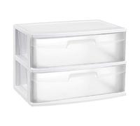 Acan Tradineur - Cajonera de organización “Nilo” - Ideal para el hogar o el trabajo - Fabricación en plástico - 2 Cajones Translucido - 41,5 x 56 x 40 cm - Color Blanco
