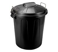 Acan Tradineur - Cubo de Basura con Asas metálicas y Tapa, plástico Resistente, contenedor de residuos, Papelera, Reciclaje, Industrial, hogar, Fabricado en España (Negro, 70 litros)