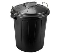 Acan Tradineur - Cubo de Basura con Tapa y Asas metálicas, 31 litros, plástico Resistente, contenedor de residuos, Papelera, Reciclaje, Industrial, hogar, Fabricado en España, 48,2 x 37,5 cm (Negro)