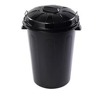 Acan Tradineur - Cubo de basura con tapa y asas metálicas, contenedor de residuos de plástico, papelera, reciclaje, industrial, fabricado en España (Negro, 100 litros, 57 x 74,5 x 52 cm)