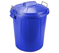 ACAN Tradineur - Cubo de basura de plástico, 31 litros, resistente, incluye tapa y asas, contenedor de residuos, papelera, reciclaje, industrial, hogar, fabricado en España, 48,2 x 37,5 cm (Azul)