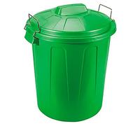 Acan Tradineur - Cubo de basura de plástico con tapa y asas metálicas, contenedor de residuos, papelera, reciclaje, industrial, fabricado en España (Verde, 51 litros)