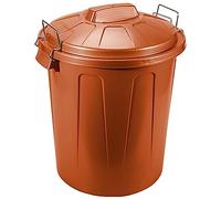 Acan Tradineur - Cubo de Basura de plástico, Tapa y Asas metálicas, contenedor de residuos, Papelera, Reciclaje, Industrial, Fabricado en España (Marrón, 51 litros)