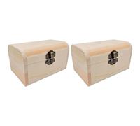 Acan Tradineur - Pack de 2 Cajas con Forma de baúl, Madera Natural, Cierre metálico, Tapa Redondeada, almacenaje Joyas, Manualidades, decoración, 6,9 x 12,4 x 7,9 cm