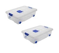 Acan Tradineur - Pack de 2 Cajas de Almacenamiento - Fabricado en plástico - Contenedor para almacenar Libros, ropa, mantas - N.º 6-17 x 61,5 x 43 cm - 31 Litros
