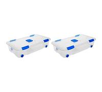 Acan Tradineur - Pack de 2 Cajas de Almacenamiento - Fabricado en plástico - Contenedor para almacenar Libros, ropa, mantas - N.º 11-41,2 x 73,2 x 17 cm - 30 Litros