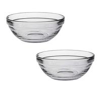 Acan Tradineur - Pack de 2 cuencos redondos de vidrio, modelo Lys, bol para mezclar, ensaladera apilable, apto para microondas y lavavajillas, cocina - 20 x 8 cm
