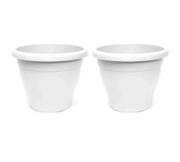 Acan Tradineur - Pack de 2 Macetas de plástico Redondas para Plantas y Flores Mediterránea con Orificios Inferiores. Recipiente, macetero Exterior e Interior del hogar - Color Blanco - 50 cm