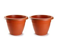 Acan Tradineur - Pack de 2 Macetas Redondas Terracota - Fabricado en Plástico - Macetero Apto para Exterior e Interior del hogar - Ø 60 cm - Color Marrón