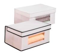 Acan Tradineur - Pack de 2 organizadores de tela con ventana, caja plegable, ordenación, ropa, fácil de limpiar, antipolvo, antihumedad, 25 x 35 x 16 cm, color aleatorio