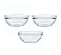 Acan Tradineur - Pack de 3 Cuencos Redondos de Vidrio, Modelo LYS, Bol para Mezclar, ensaladera apilable, Apto para microondas y lavavajillas, Cocina - Ø 26 cm