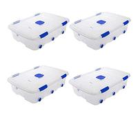 Acan Tradineur - Pack de 4 cajas de almacenaje, de 18,2 x 76,2 x 55,9 cm, nº 14, con capacidad de 56 litros con tapa y ruedas para organización del hogar, baúl organizador