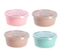 Acan Tradineur - Pack de 4 Fiambreras Redondas Pastel - Capacidad de 1,7 Litros - Fabricado en Plástico - Apto para microondas y congelador - Ø 20 x 8,5 cm - Color Aleatorio