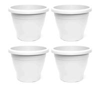 Acan Tradineur - Pack de 4 Macetas de plástico Redondas para Plantas y Flores Mediterránea con Orificios Inferiores. Recipiente, macetero Exterior e Interior del hogar - Color Blanco - 40 cm