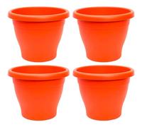 Acan Tradineur - Pack de 4 Macetas de plástico Redondas para Plantas y Flores Mediterránea con Orificios Inferiores. Recipiente, macetero Exterior e Interior del hogar - Color Marrón - 60 cm