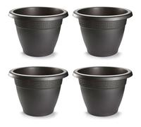 Acan Tradineur - Pack de 4 Macetas Redonda Terracota - Fabricado en Plástico - Macetero Apto para Exterior e Interior del hogar - Ø 60 cm - Color Antracita
