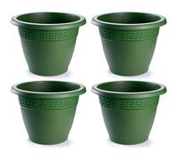 Acan Tradineur - Pack de 4 Macetas Redondas Terracota - Fabricado en Plástico - Macetero Apto para Exterior e Interior del hogar - Ø 20 cm - Color Verde