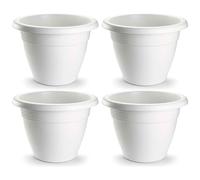 Acan Tradineur - Pack de 4 Macetas Redondas Terracota - Fabricado en Plástico -Macetero Apto para Exterior e Interior del hogar - Ø 35 cm - Color Blanco