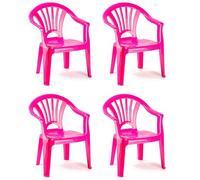 Acan Tradineur - Pack de 4 Sillas Mini Infantiles Modelo Tipi - Ligera y fácil de Transportar - Ideal para Jugar, Leer y Dibujar - 50 x 35 x 28 cm - Color Rosa - NO APTAS para Adultos