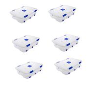 Acan Tradineur- Pack de 6 cajas de almacenaje, de 18,2 x 76,2 x 55,9 cm, nº 14, con capacidad de 56 litros con tapa y ruedas para organización del hogar, baúl organizador