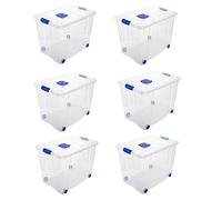 Acan Tradineur - Pack de 6 cajas de almacenaje, de 46 x 61,5 x 43 cm, nº 8, con capacidad de 86 litros con tapa y ruedas para organización del hogar, baúl organizador(46 x 61,5 x 43 cm, Pack de 6)