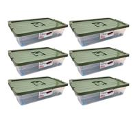 Acan Tradineur - Pack de 6 cajas de Almacenamiento con ruedas y tapa de colores - Plástico - Contenedor, almacenaje, Libros, ropa, mantas - 30 Litros - 59 x 39 x 16 cm - Tapa Color Aleatorio